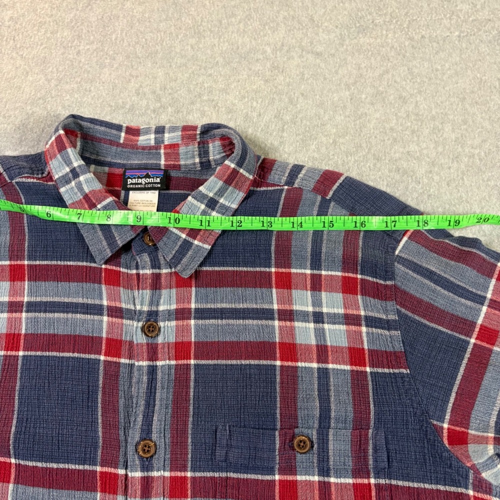 Patagonia Mens L Plaid Organic Cotton Short Sleeve Pucker Weave Button Down - Picture 6 of 7